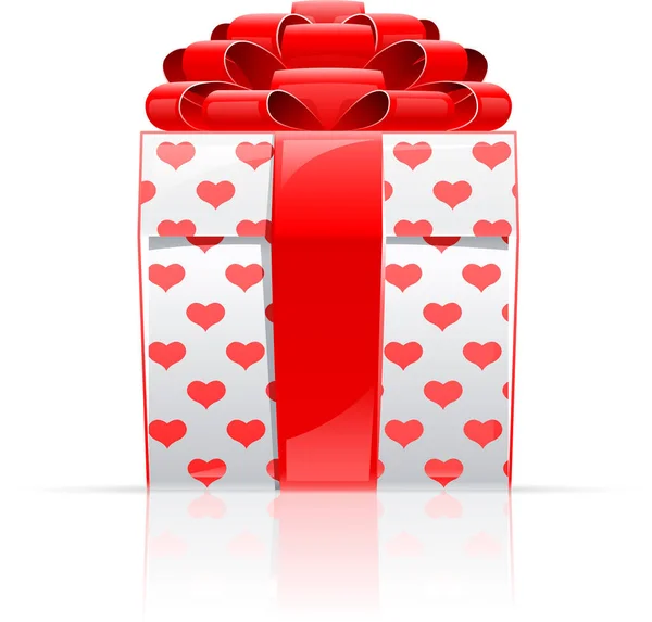 Boîte Cadeau Rouge Avec Ruban Illustration Vectorielle — Image vectorielle