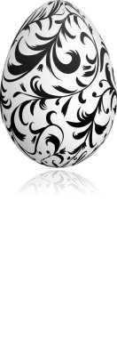 Siyah-beyaz boyanmış Paskalya yumurtasının 3D çizimi