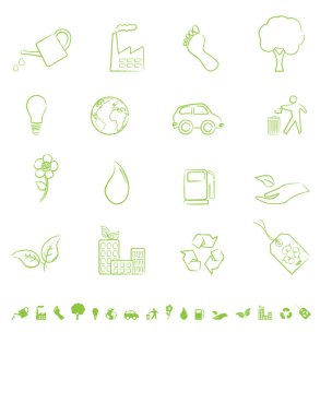 Yeşil ekoloji simge seti. vektör çizim