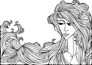 Beyaz arka planda bir kızın vektör çizimi