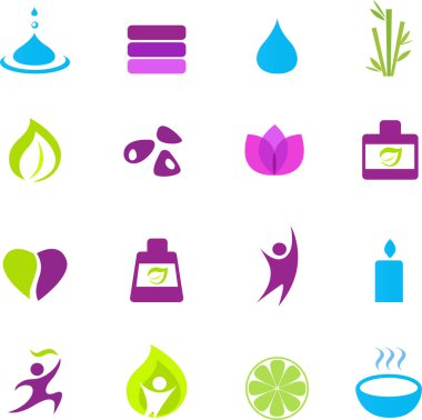 vektör yeşil spa simgeleri ayarlandı