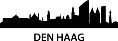 Lahey şehrinin siyah düz tasarımı, vektör illüstrasyonu