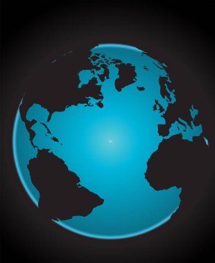 dünya haritası mavi ve siyah renklerle