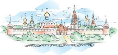 Rusya 'da Kremlin ve Moskova Kremlin' in çizimi, Moskova 'da Moskova Kremlin, Rusya