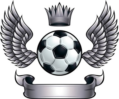 Kanatlı futbol amblemi, vektör basit tasarım 