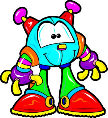 sevimli çizgi robot, vektör çizim