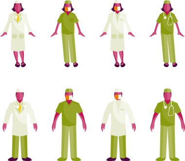 Doktor ikon seti. vektör çiziminin çizgi film biçimi