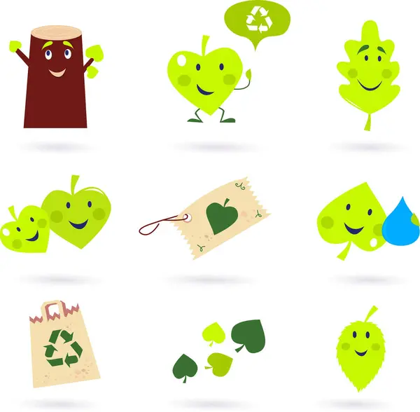 Set Aus Grünen Recycling Symbolen Vektor — Stockvektor