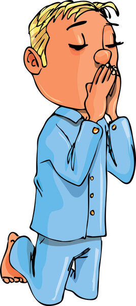 vector illustration a boy prays