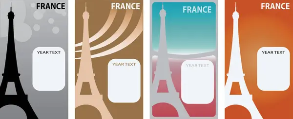 Ensemble Icônes Tour Eiffel Avec Symboles Paris France — Image vectorielle