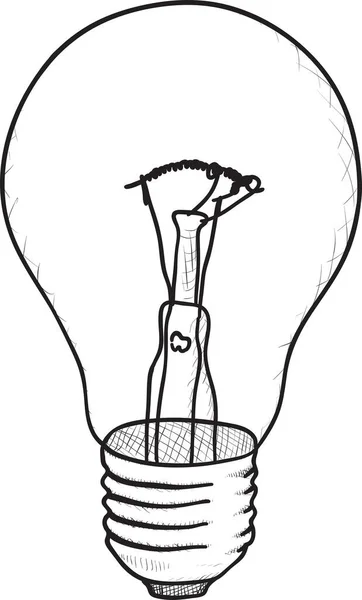 Handritad Skiss Glödlampa Illustration Isolerad — Stock vektor