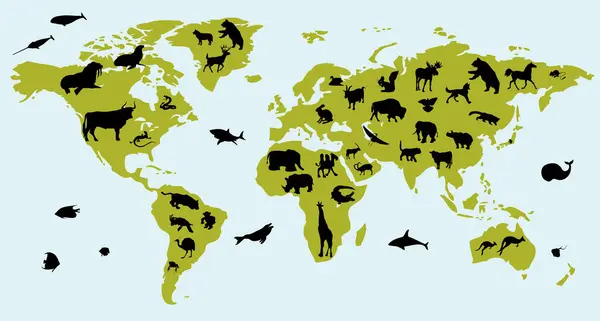 Map Animals Vector Illustration — Stock Vector