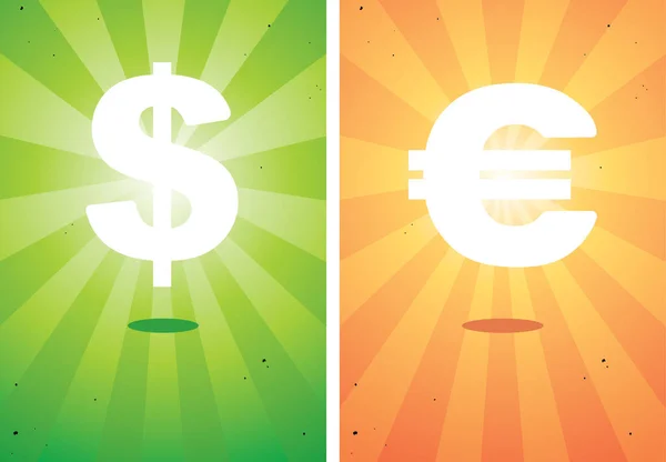 Signo Dólar Con Euro Símbolo Vector Ilustración — Vector de stock