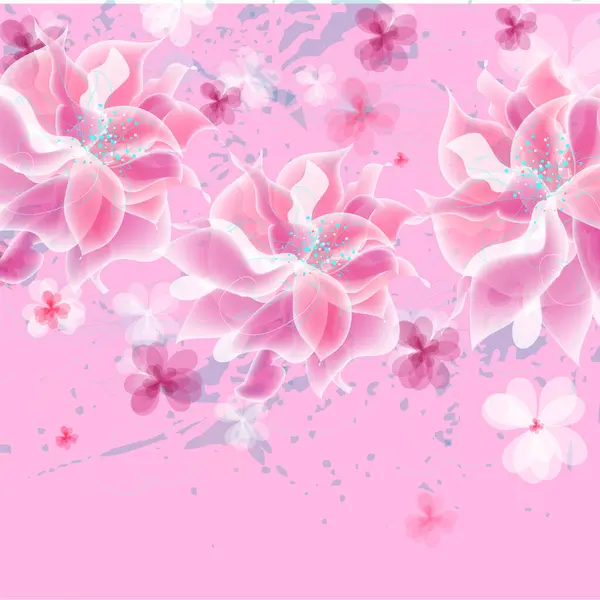 Roze Achtergrond Met Bloemen Vectorillustratie — Stockvector