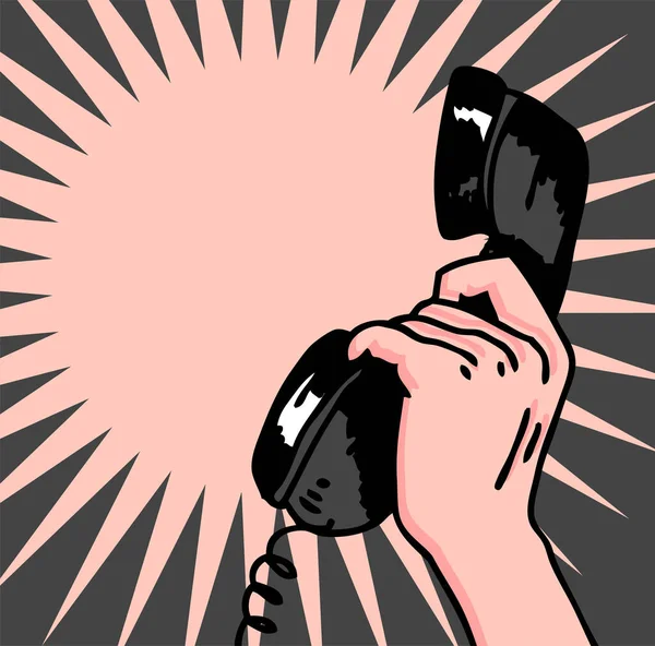 Vector Illustration Hand Holding Telephone — Stock Vector