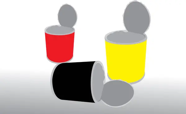 Dois Coloridos Alimentos Enlatados Amarelo Branco Fundo Branco Ilustração — Vetor de Stock