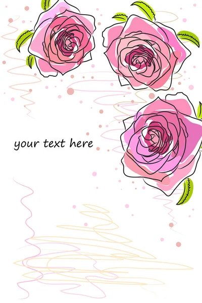 Invitation Card Floral Elements Vector Illustration — Stock Vector