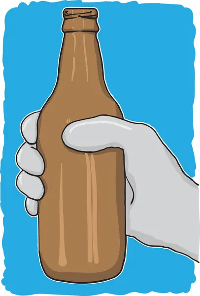 手持ちのビール瓶 ベクターのイラスト — ストックベクタ