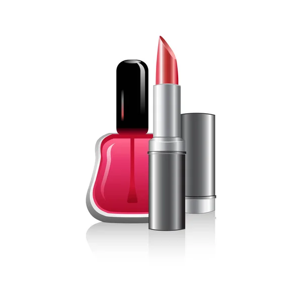 Rouge Lèvres Avec Vernis Ongles Illustration Vectorielle — Image vectorielle