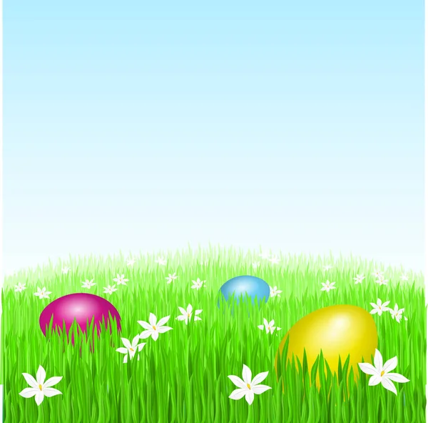 Huevos Pascua Hierba — Vector de stock