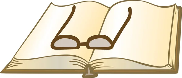 Vektor Illustration Von Cartoon Buch Und Einer Brille — Stockvektor