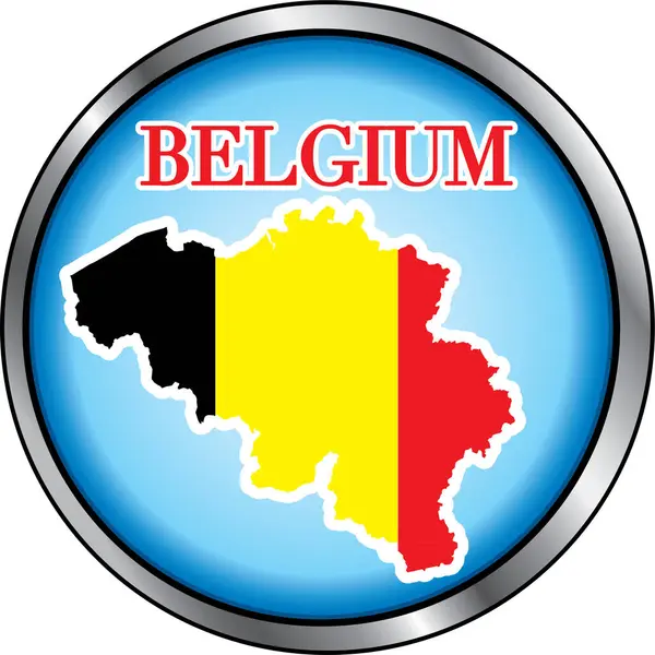 Mapa Belgium Botão Fundo Branco — Vetor de Stock