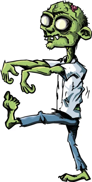 Zeichentrick Zombie Mit Einem Großen Handgezeichneten Gesicht Vektor Illustration Isoliert — Stockvektor