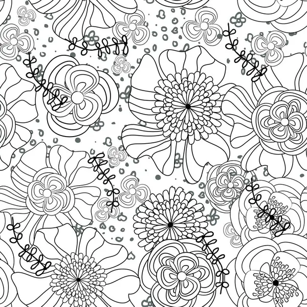 Vektor Florales Nahtloses Muster Mit Doodle Blumen — Stockvektor