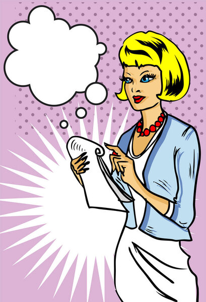 vector cartoon illustration of woman with a big idea