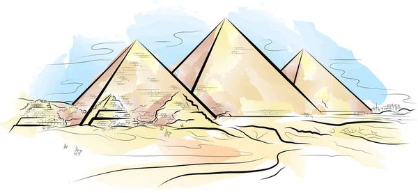矢量图解 埃及金字塔 埃及文 — 图库矢量图片