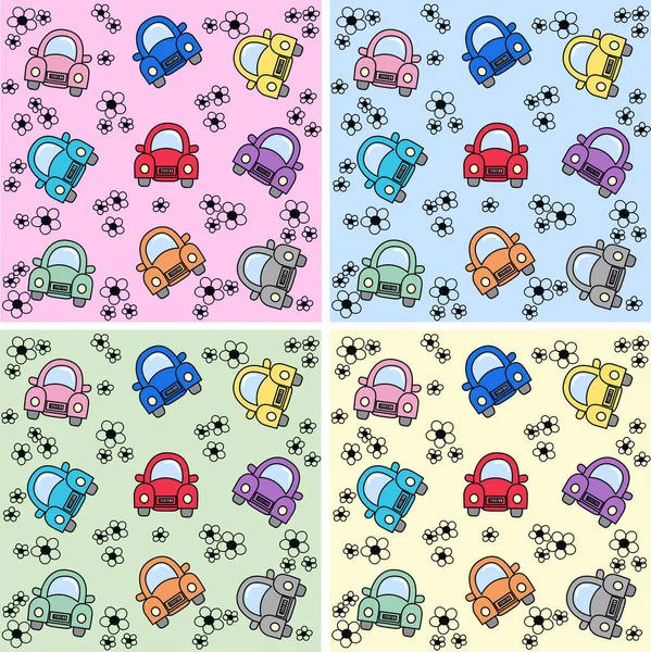 Web Pattern Colorful Cars — Stock Vector