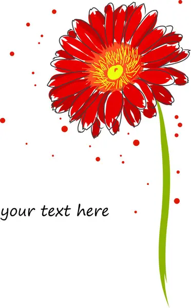 Κόκκινο Λουλούδι Λευκό Φόντο Θέση Για Κείμενο — Διανυσματικό Αρχείο
