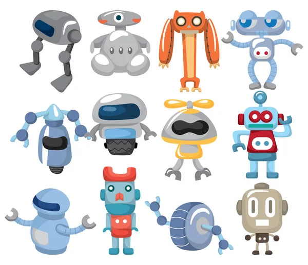 Zeichentrickfiguren Roboter Gesetzt — Stockvektor