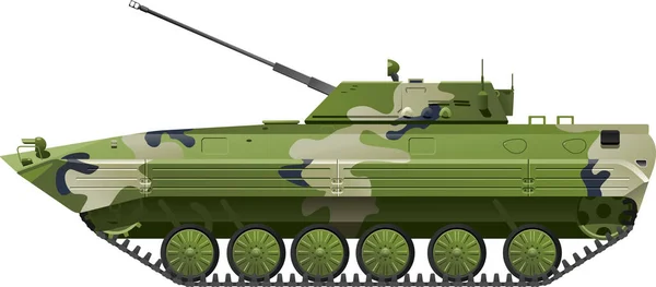 Современный Военный Танк Зеленым Камуфляжем Векторная Иллюстрация — стоковый вектор