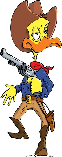 Ilustración Vectorial Águila Dibujos Animados Sombrero Con Una Pistola — Vector de stock