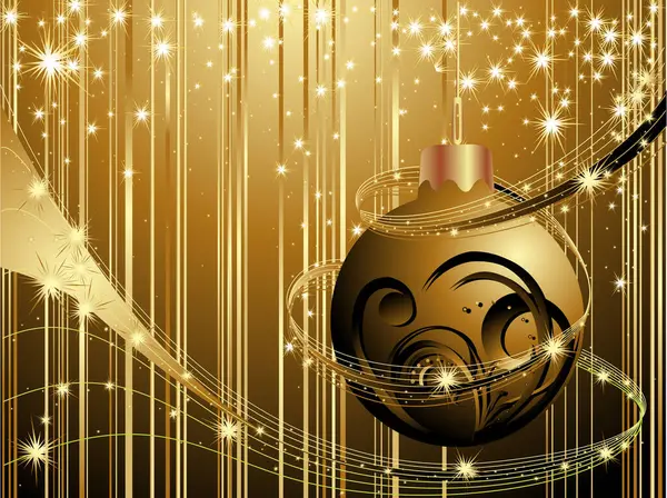 Abstrakter Weihnachtlicher Hintergrund Mit Einer Flasche Und Einem Glas Champagner — Stockvektor