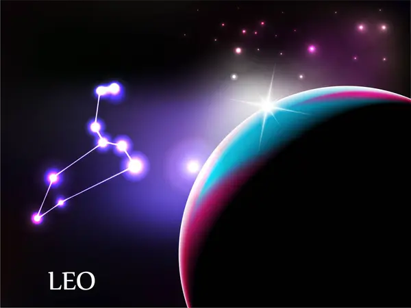 Leo Space Scene Astrological Sign Copy Space — Stock Vector