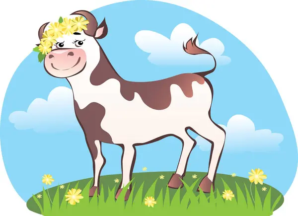 Cute Cow Cartoon Vector Illustration Graphic Design — Stock Vector
