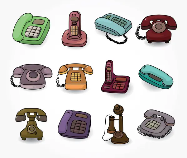 Set Icone Telefoniche Illustrazione Vettoriale — Vettoriale Stock
