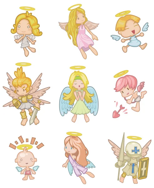 Vector Set Angels Different Styles — Stock Vector