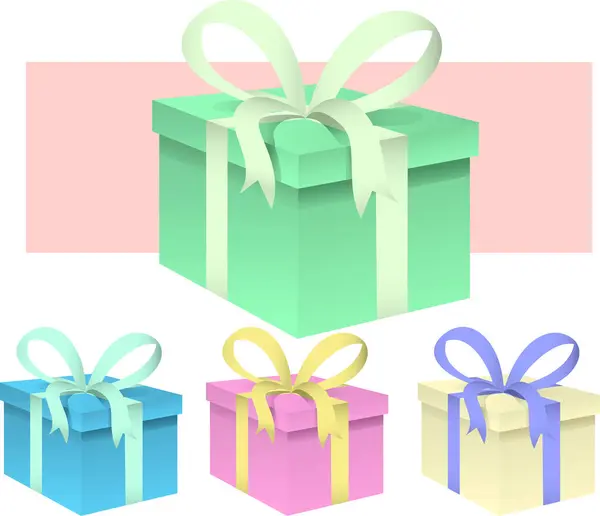 Vektor Set Von Farbigen Geschenkboxen — Stockvektor