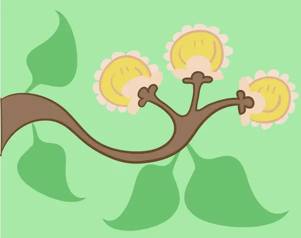 Cartoon Tree Green Background Vector Illustration — Stock Vector