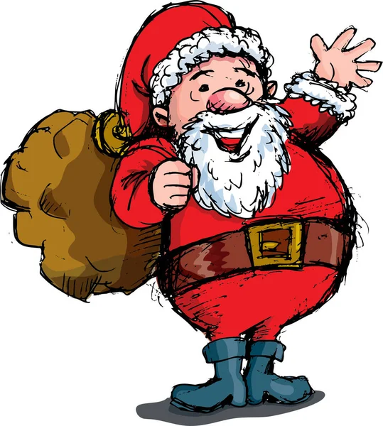 Uma Ilustração Dos Desenhos Animados Papai Noel Acenando — Vetor de Stock
