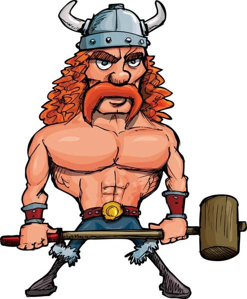 Viking Cartoon Krijger Met Bijl — Stockvector
