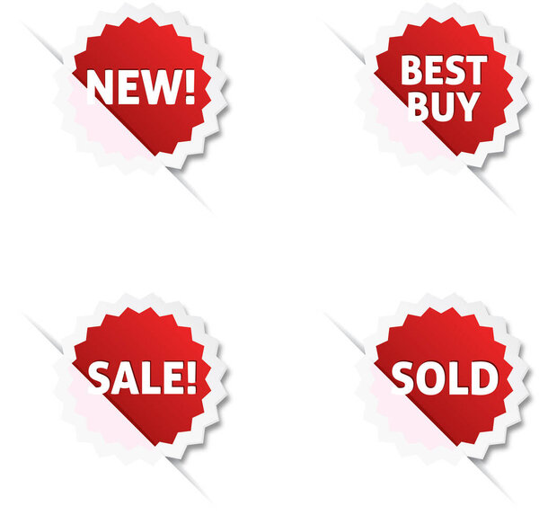 set of red vector sale labels, vector simple design 
