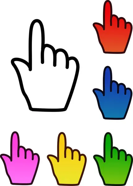 彩色手指图标集 矢量样式 — 图库矢量图片