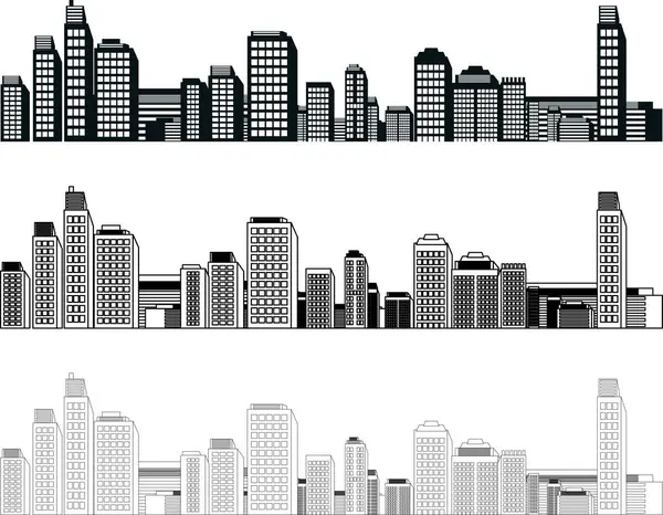 Set Different Buildings White Background — Stock Vector
