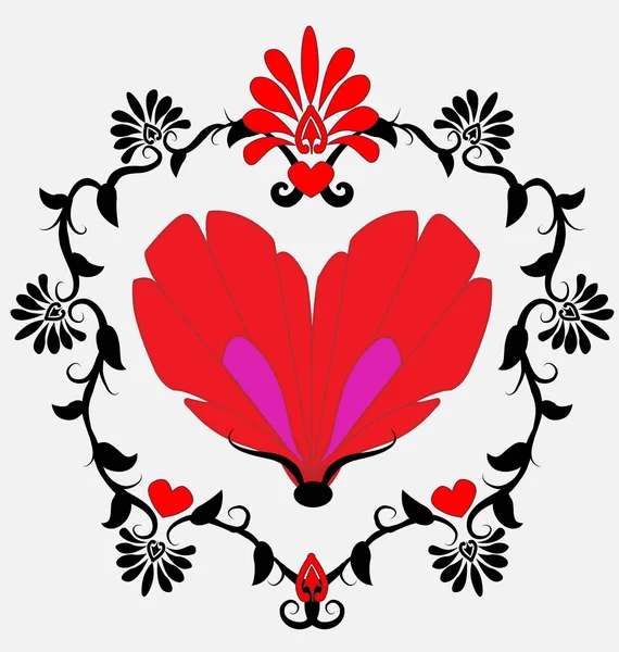 Heart Beautiful Flower — Stock Vector