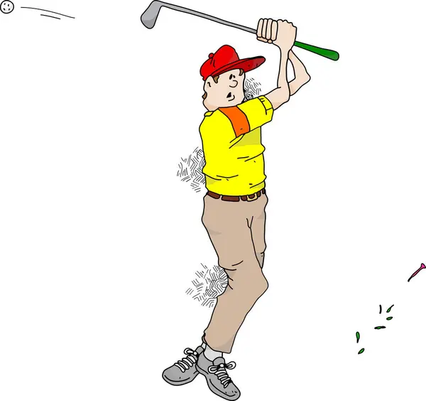 Golfer Playing Golf Cartoon Style — Stock Vector