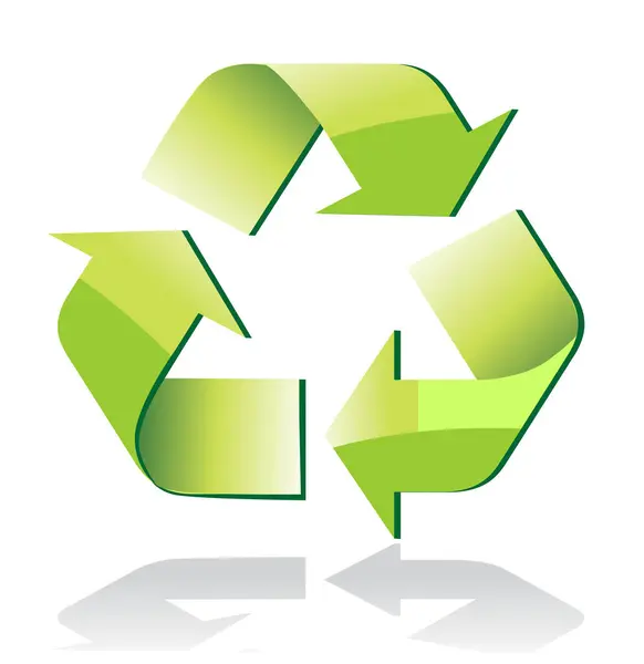 Zielony Symbol Recyklingu Ilustracja Wektor Izolowane Białym Tle — Wektor stockowy